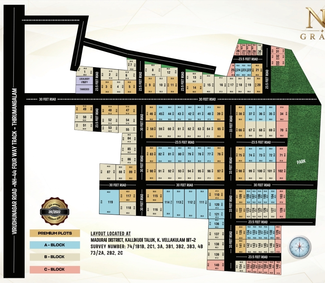 NH Grand DTCP approved premium residential plots in Kalligudi Madurai
